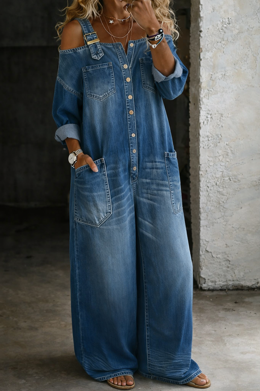 Nella - Dongerioverall med Bare Skuldre